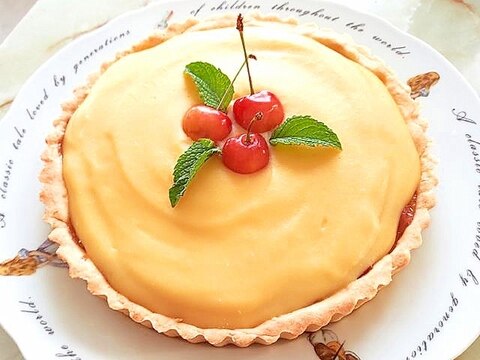 大量消費にも!さくらんぼとカスタード乗せタルト♪